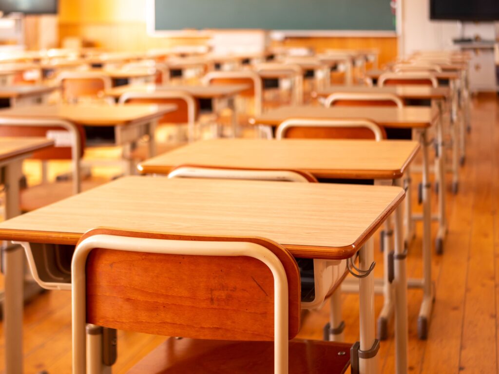 School desks and chairs